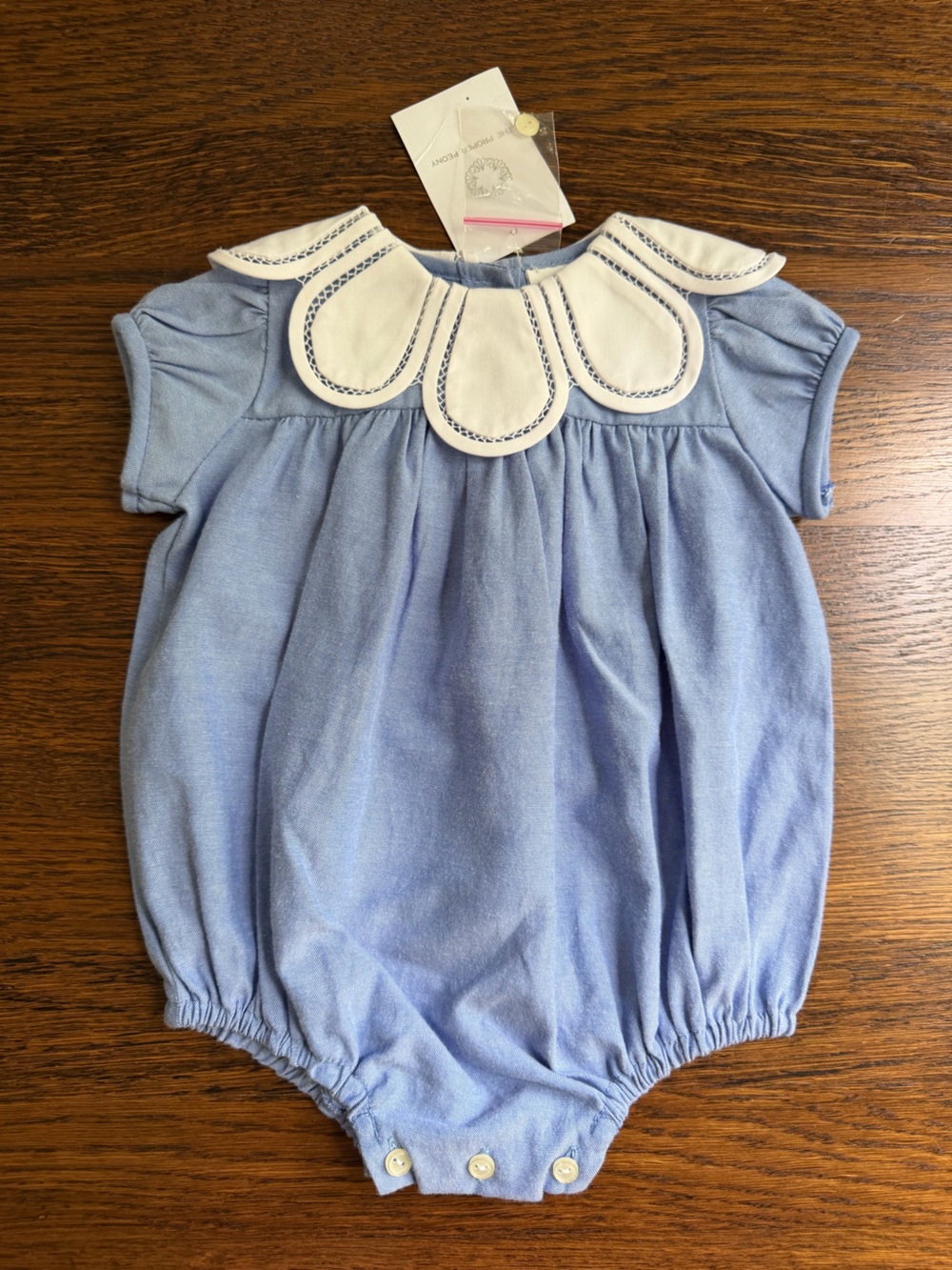 NWT Proper Peony Chambray Tulip Collar bubble 6m